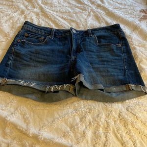 American Eagle stretch tomgirl midi jean shorts